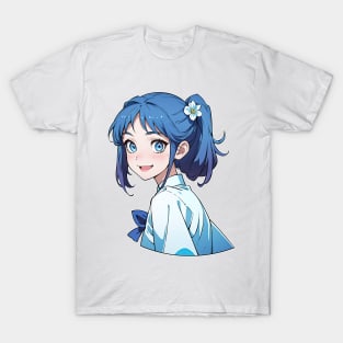 Cute happy anime girl in summer series T-Shirt